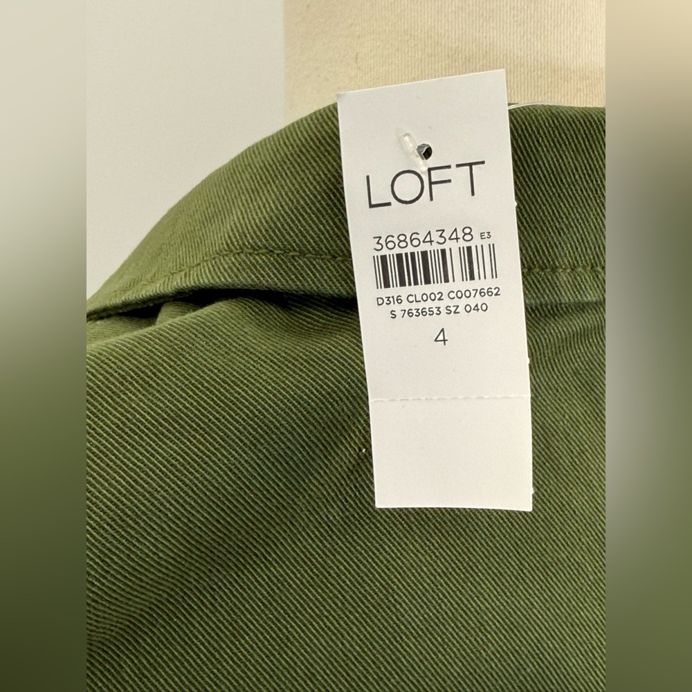 Loft Olive Green Utility Shirt Dress Button Front Safari Style with Pockets SZ-4 - Picture 9 of 12